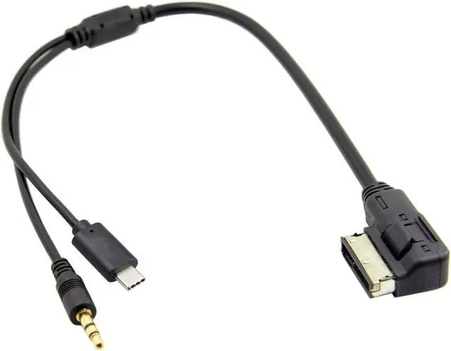 Alt view image 4 of 6 - Xiwai Media in AMI MDI to Stereo 3.5mm Audio & USB-C Aux Adapter Cable for Car VW Audi 2014 A4 A6 Q5 Q7