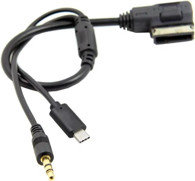 Alt view image 5 of 6 - Xiwai Media in AMI MDI to Stereo 3.5mm Audio & USB-C Aux Adapter Cable for Car VW Audi 2014 A4 A6 Q5 Q7