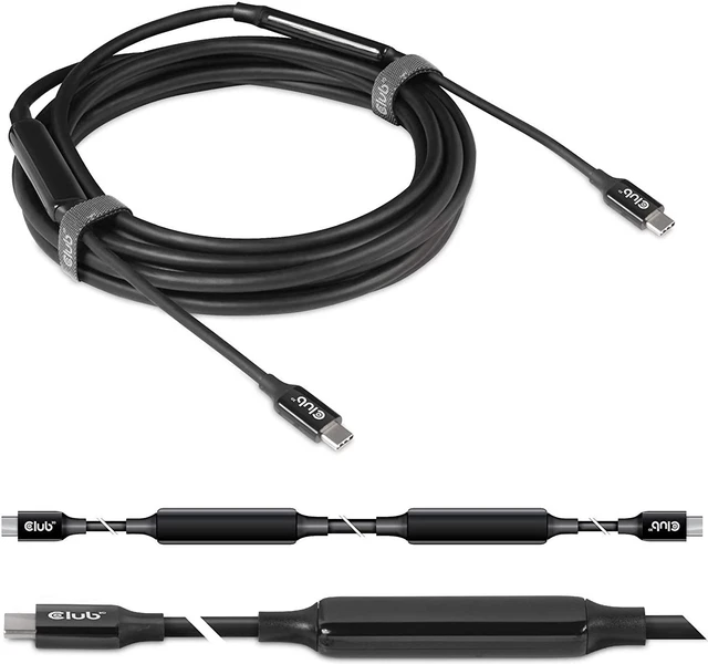 Alt view image 7 of 7 - Club 3D USB Type-C Gen3x2 Bi-Directional Cable for 10Gbps Data 8K60Hz Video 60W PowerDelivery M-M 5m -16.4ft, CAC-1535
