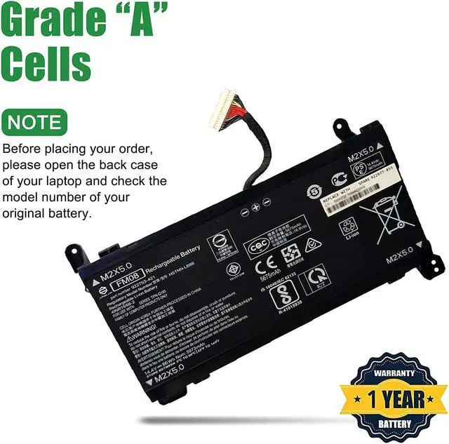 Alt view image 4 of 6 - FM08 922977-855 Laptop Battery Replacement for HP Omen 17-AN013TX 17-AN014TX 17-AN014NG Series Notebook 922753-421 HSTNN-LB8B 16-Pin Connector 14.4V 86Wh 5973mAh