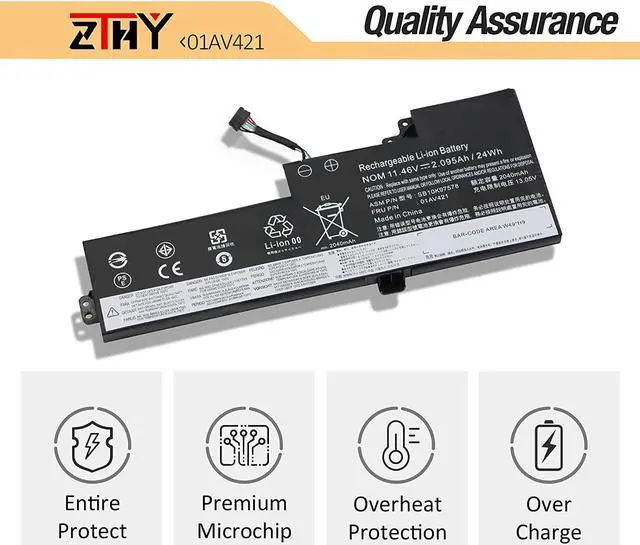Alt view image 5 of 7 - 01AV420 01AV421 01AV419 01AV489 Battery Replacement for Lenovo ThinkPad T470 T480 A475 A485 TP25 (Anniversary Edition 25) Series SB10K97577 SB10K97578 SB10K97576 Internal Battery 11.46V 24Wh 2095mAh