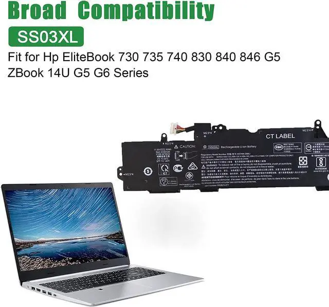 Alt view image 4 of 5 - JIAZIJIA SS03XL 933321-855 HSTNN-DB8J Battery for Hp EliteBook 840 846 G5 ZBook 14U G6 Series 932823-271 932823-2B1 932823-421 HSTNN-LB8G 932823-1C1 HSTNN-IB8C