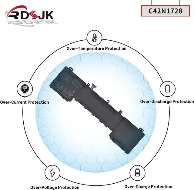 Alt view image 6 of 7 - C42N1728 Laptop Battery for Asus Zenbook Pro 15 U5500 UX550GE UX550GEX UX550GD UX550GDX UX580G UX580GD UX580GDX UX580GE UX580GEX UX550GDX-1C UX550GE-BN025T 0B200-02520100 0B200-02520200 15.4V 71Wh