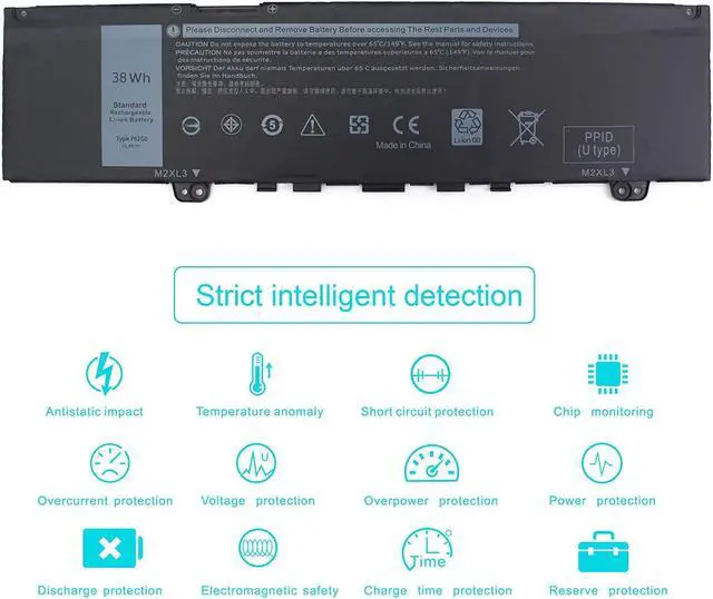 Alt view image 5 of 7 - 38WH 39DY5 F62G0 Battery for Dell Inspiron 13 7000 i7373 7373 7386 2-in-1 7370 7380 5370 P83G P87G P91G P83G001 P83G002 P87G001 Vostro 13 5370 039DY5 0F62G0 RPJC3 0RPJC3 F62GO -12 Month Warranty 11.4V