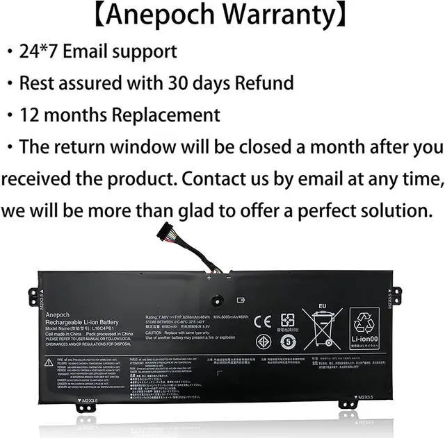 Alt view image 3 of 7 - L16C4PB1 Laptop Battery Replacement for Lenovo Yoga 720-13IKB 730-13IKB 730-13IWL Series Notebook L16L4PB1 L16M4PB1 5B10M52738 5B10M52739 5B10M52740 5B10Q38237 5B10Q38238 7.68V 48Wh 6080mAh