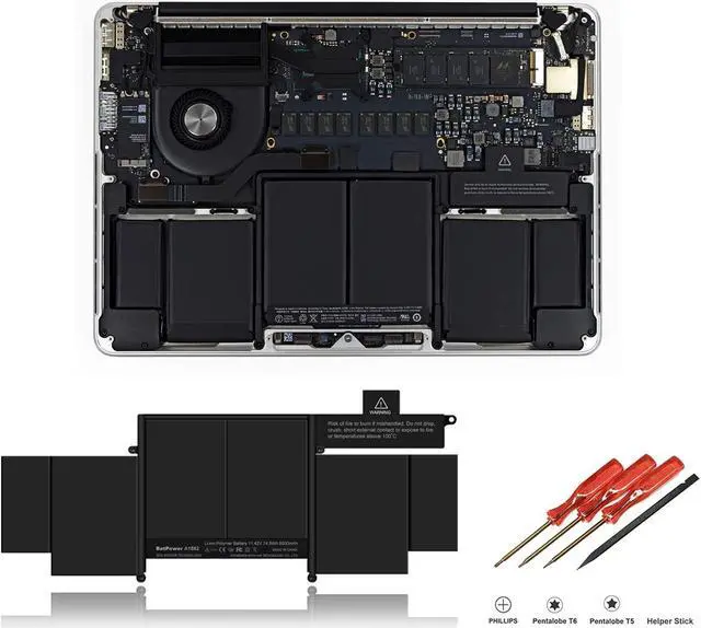 Alt view image 2 of 6 - BatPower A1582 Replacement Laptop Battery for Apple Early 2015 MacBook Pro 13-inch Retina A1502 EMC 2835 Battery MacBook Pro 13" A1502 Apple A1582 Battery 74.9Wh