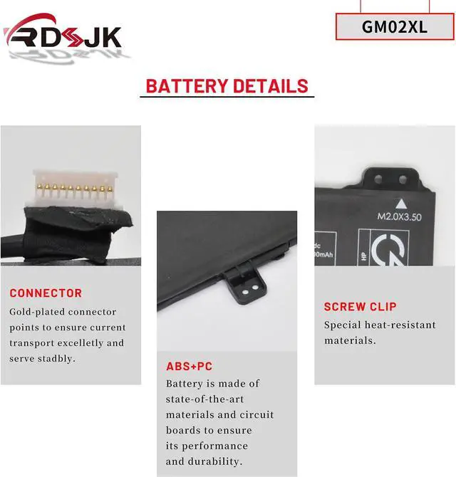 Alt view image 5 of 7 - GM02XL Laptop Battery for HP Chromebook 14 G5 11 G6 G7 EE Chromebook X360 11 G1 G2 G3 X360 11 G1 EE 11-AE 11A G6 EE Series HSTNN-DB7X 917679-2C1 917679-271 917725-855 HSTNN-UB7M L42550-541 7.7V 47.3Wh