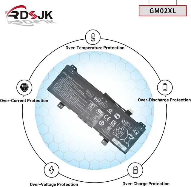 Alt view image 6 of 7 - GM02XL Laptop Battery for HP Chromebook 14 G5 11 G6 G7 EE Chromebook X360 11 G1 G2 G3 X360 11 G1 EE 11-AE 11A G6 EE Series HSTNN-DB7X 917679-2C1 917679-271 917725-855 HSTNN-UB7M L42550-541 7.7V 47.3Wh