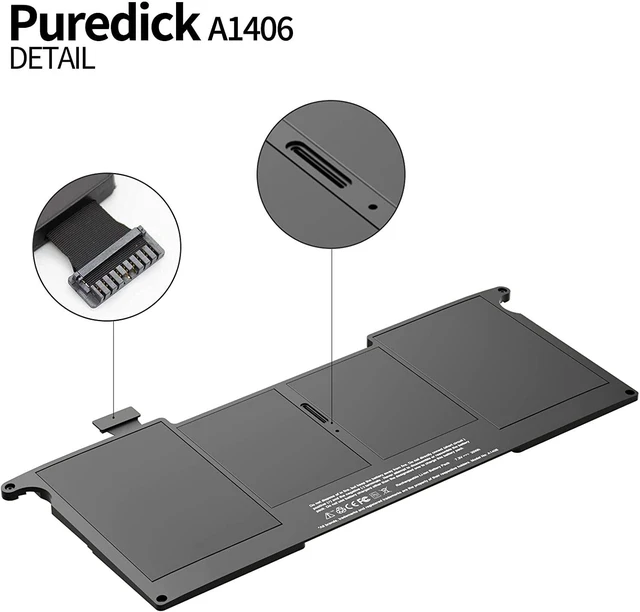 Alt view image 5 of 7 - A1406 A1465 Battery, Puredick Replacement Battery for MacBook Air 11 inch A1465 (2012-2015 Version) and A1370 (Mid 2011 Version) - High-Performance and Longevity