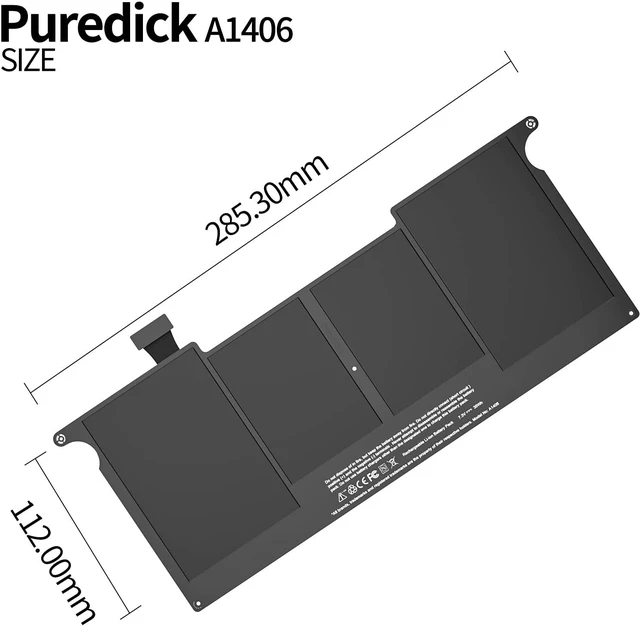 Alt view image 6 of 7 - A1406 A1465 Battery, Puredick Replacement Battery for MacBook Air 11 inch A1465 (2012-2015 Version) and A1370 (Mid 2011 Version) - High-Performance and Longevity