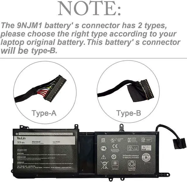 Alt view image 2 of 7 - TsuLin 9NJM1 Laptop Battery Compatible with Dell Alienware 15 R3 R4 17 R4 R5 Series 44T2R 0546FF 0HF250 HF250 MG2YH 0MG2YH 11.4V 99Wh 8330mAh