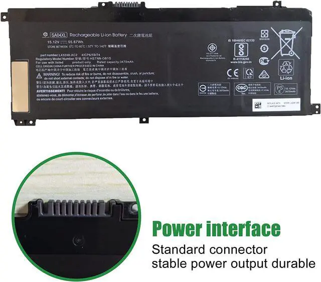Alt view image 3 of 6 - JIAZIJIA SA04XL L43267-005 HSTNN-OB1G L43248-AC2 Battery for Hp Envy X360 15-DR0010TX Series HSTNN-LB8O 824561-001 L43248-421 HSTNN-UB7U L43248-541 15.12V 55.67Wh 3470mAh