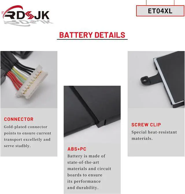 Alt view image 5 of 7 - ET04XL Laptop Battery for HP EliteBook X360 1020 G2 Series ET04049XL 915030-1C1 915030-171 915191-855 HSTNN-IB7U HSN-I09C 7.7V 49.28Wh