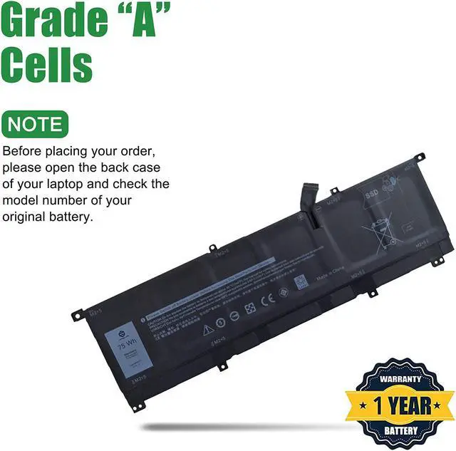 Alt view image 3 of 5 - JIAZIJIA 8N0T7 0TMFYT Laptop Battery Replacement for XPS 9575 2-in-1 Precision 5530 2-in-1 Series Notebook TMFYT 8NOT7 11.4V 75Wh 6254mAh