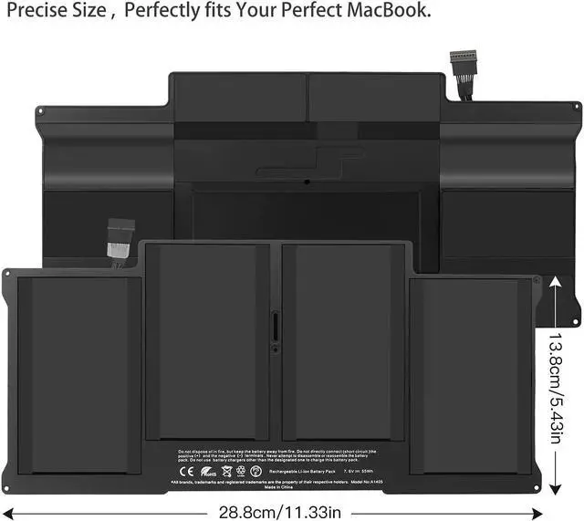 Alt view image 4 of 6 - A1466 A1496 Battery for Apple MacBook Air 13 Inch [2010 2011 2012 2013 2014 2015 2016 2017 Years] A1369 A1405 A1377 High Capacity [7200mAh 55Wh 7.6V] New Upgraded Version