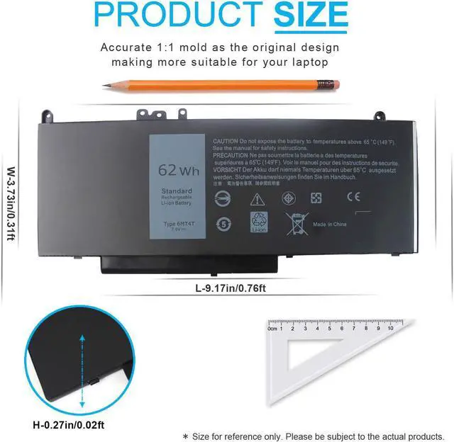 Alt view image 2 of 7 - Emanjor 7.6V 62Wh 6MT4T Battery Compatible with Dell Latitude E5470 E5570 Precision 3510 Series 7V69Y TXF9M 79VRK 07V69Y 079VRK 0TXF9M 0HK6DV