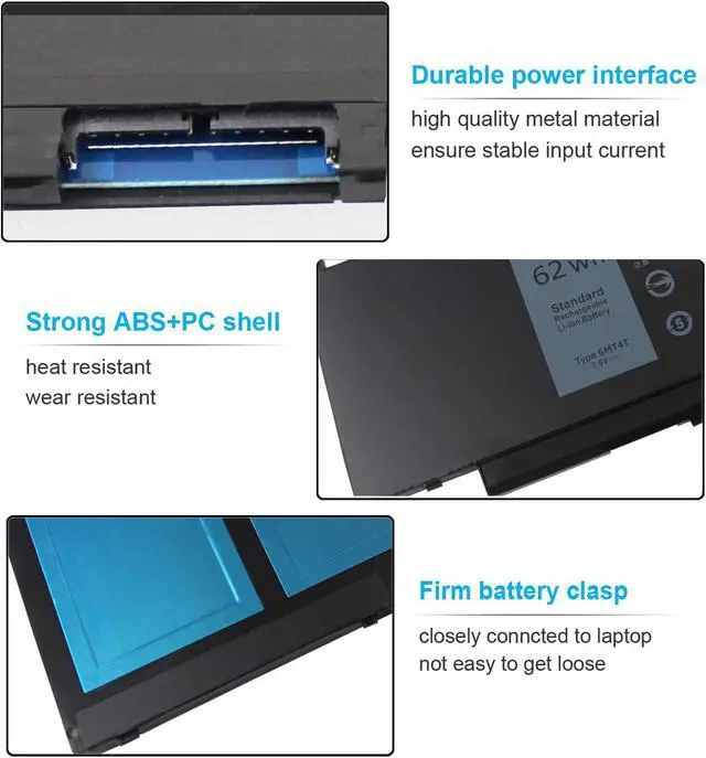 Alt view image 3 of 7 - Emanjor 7.6V 62Wh 6MT4T Battery Compatible with Dell Latitude E5470 E5570 Precision 3510 Series 7V69Y TXF9M 79VRK 07V69Y 079VRK 0TXF9M 0HK6DV