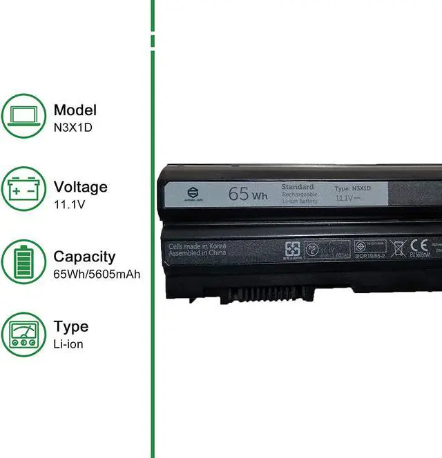 Alt view image 2 of 6 - JIAZIJIA N3X1D Battery Replacement for Dell Latitude E6540 E5420 E5430 E5520 E5530 E6420 E6430 E6440 E6520 E6530 Series