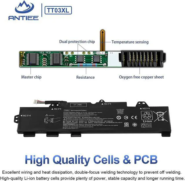 Alt view image 3 of 7 - ANTIEE TT03XL 932824-421 Laptop Battery for HP EliteBook 755 G5 850 G5 850 G6, ZBook 15U G5 G6 Series TT03XL-BTI TT03056XL-PL HSN-I13C-5 932824-1C1 932824-2C1 933322-855 HSTNN-LB8H HSTNN-DB8K 56Wh