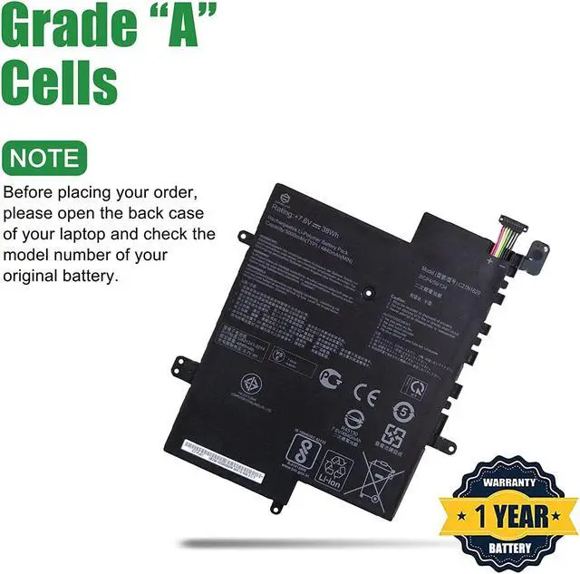 Alt view image 3 of 5 - JIAZIJIA C21N1629 Laptop Battery Replacement for Asus Vivobook E12 E203NA E203NAH X207NA Series Notebook C21PQ91 7.6V 38Wh 5000mAh