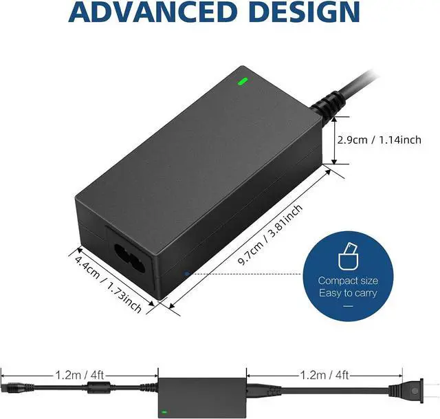 Alt view image 5 of 6 - Zolt 33W 45W Replacement AC Adapter Laptop Charger for Asus Chromebook C200MA C300MA X102 F102 X202E F200 R200 VivoBook ZenBook ADP-40TH EXA1206CH AD890326 Power Supply Cord