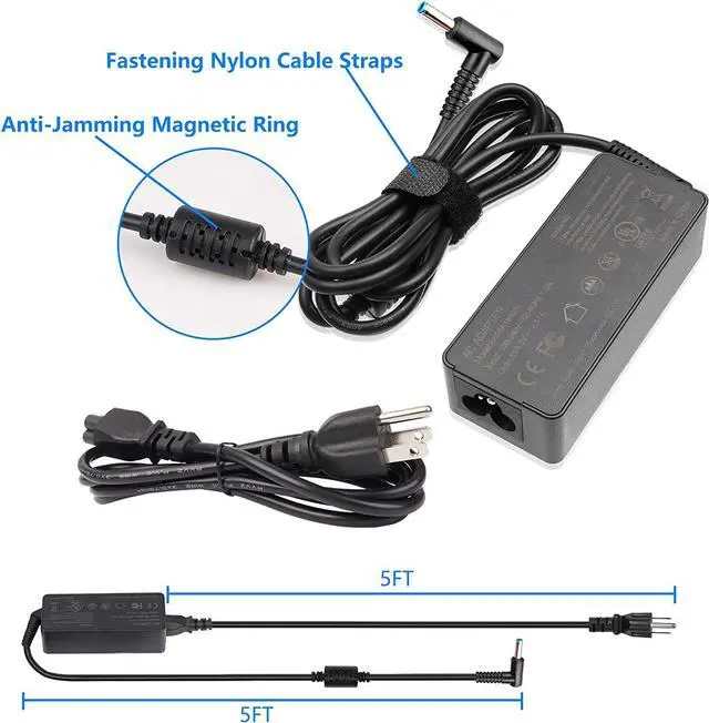 Alt view image 4 of 7 - 19.5V 2.31A 45W Ac Adapter Power Charger for HP Pavilion 11 13 15, HP Stream 11 13 14, Hp Touchsmart 11 13 15, HP Spectre Ultrabook 13 Laptop Power Supply Charger Cord