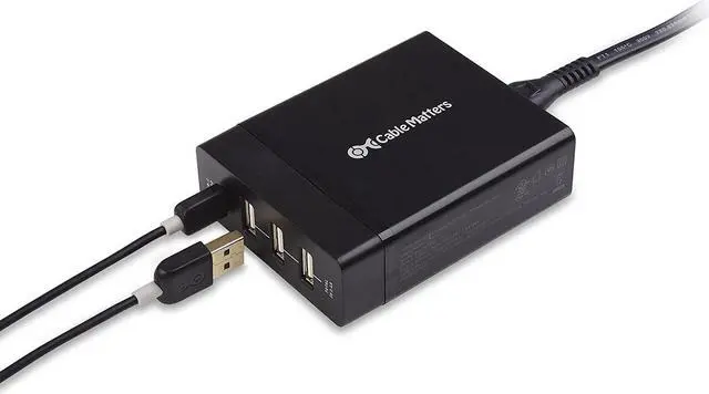 Alt view image 3 of 7 - Cable Matters 72W 4-Port USB C Charger (USB C Wall Charger) with 60W Power Delivery for Laptops, Tablets, and Smartphones in Black
