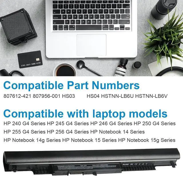 Alt view image 3 of 7 - ARyee Laptop Battery Replacement for 807956-001 807957-001 HS04 HS03 807612-421 807611-221 240 G4 HSTNN-LB6U HSTNN-DB7I HSTNN-LB6V TPN-I119 807611-421 807611-131