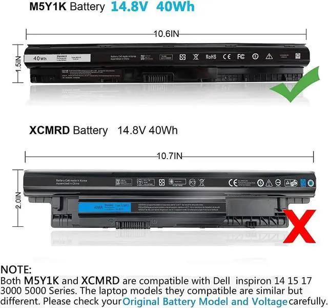 Alt view image 2 of 7 - 40WH M5Y1K 14.8V Battery for Dell Inspiron 14 15 17 5000 3000 Series 5559 5558 3551 3451 3558 i3558 3567 5755 5756 5458 5759 5758 5759 GXVJ3 453-BBBQ WKRJ2 VN3N0 HD4J0 991XP P63F P47F P51F P52F P64G
