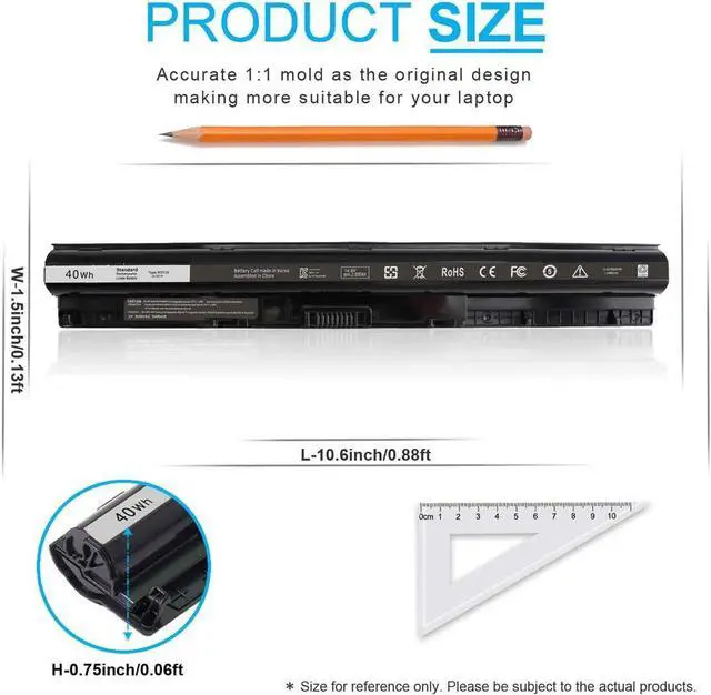 Alt view image 2 of 7 - 40Wh M5Y1K 14.8V Battery for Dell Inspiron 15 3000 5000 Series 5559 5558 5555 5758 3567 3551 3552 3558 3565 14 3451 3452 3458 5458 17 5755 5756 5758 5759 P51F 453-BBBQ 451-BBMG GXVJ3 HD4J0 991XP VN3N0