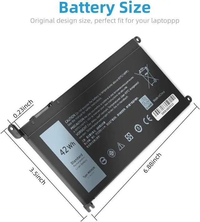 Alt view image 4 of 6 - WDXOR 42Wh Laptop Battery Replace for Dell Inspiron 17 5765 5767 5770 15 5565 5567 5568 5578 7560 7570 7579 7569 13 5368 5378 7368 7378 Series Notebook FC92N 3CRH3 T2JX4