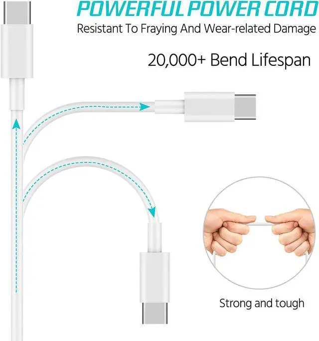 Alt view image 7 of 7 - 96W USB C Power Adapter Compatible with 16, 15, 13 Inch 2020 2019 2018, Thunderbolt 3 Laptop Power Supply, Included 6.6ft USB-C to USB-C Cable