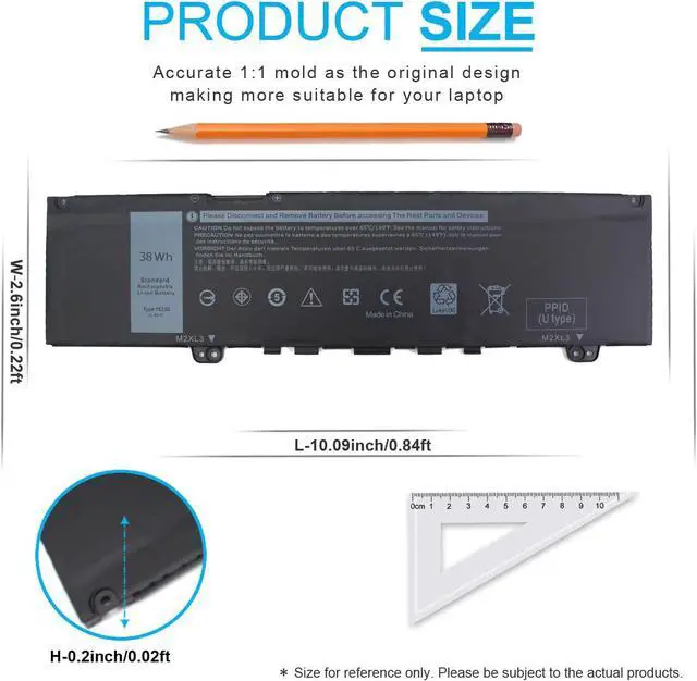 Alt view image 4 of 7 - 38Wh F62G0 Laptop Battery Replacement for Dell Inspiron 13 7000 7373 7386 2 in 1 7370 7380 5370 P91G P83G P87G P91G001 P83G001 P83G002 P87G001 F62GO RPJC3 39DY5 039DY5 0RPJC3 Vostro 5370 11.4V 3-Cell