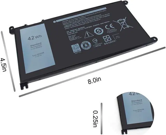 Alt view image 5 of 7 - WDX0R Laptop Battery for dell Inspiron 15 7579 7569 5578 5565 5567 5568 5570 5775 5579 7560 7570 13 5378 5368 7375 7368 7378 17 5765 5767 5770 Series P69G001 P58F P58F001 P75F P66F P69G 3CRH3