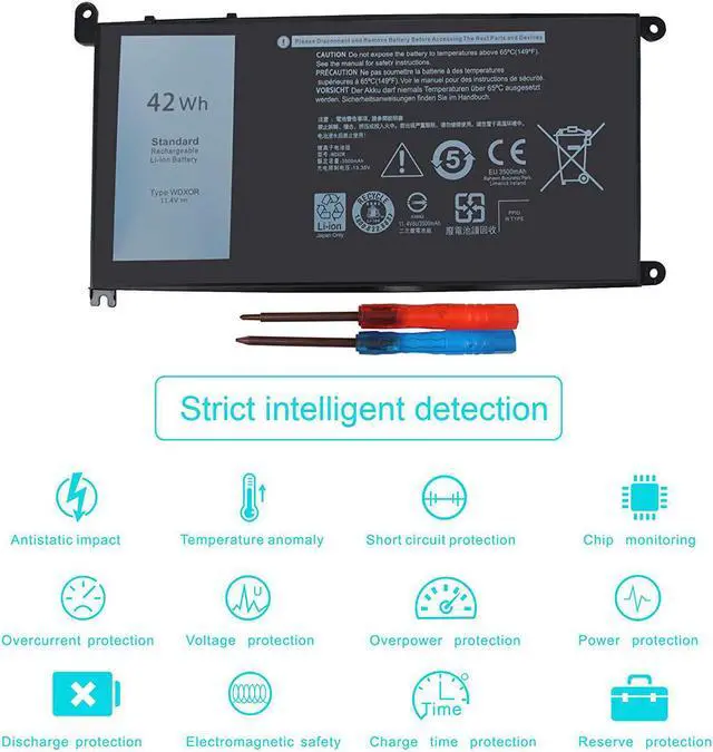 Alt view image 6 of 7 - WDX0R Laptop Battery for dell Inspiron 15 7579 7569 5578 5565 5567 5568 5570 5775 5579 7560 7570 13 5378 5368 7375 7368 7378 17 5765 5767 5770 Series P69G001 P58F P58F001 P75F P66F P69G 3CRH3