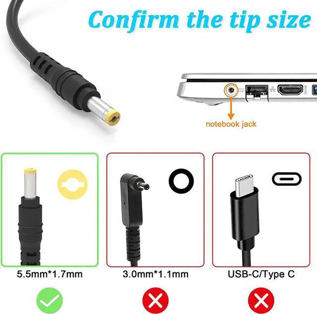 Alt view image 2 of 7 - 19V 3.42A 65W Laptop Charger Adapter for Acer PA-1650-86 AK.065AP.013 PA-1650-22 PA-1700-02 PA-1650-02 ADP-40PH BB HP-A0652R3B,Aspire E5-575 E5-573 E5-576 E5-575G E5-576G ES1-512 5552 5750 5532 5250
