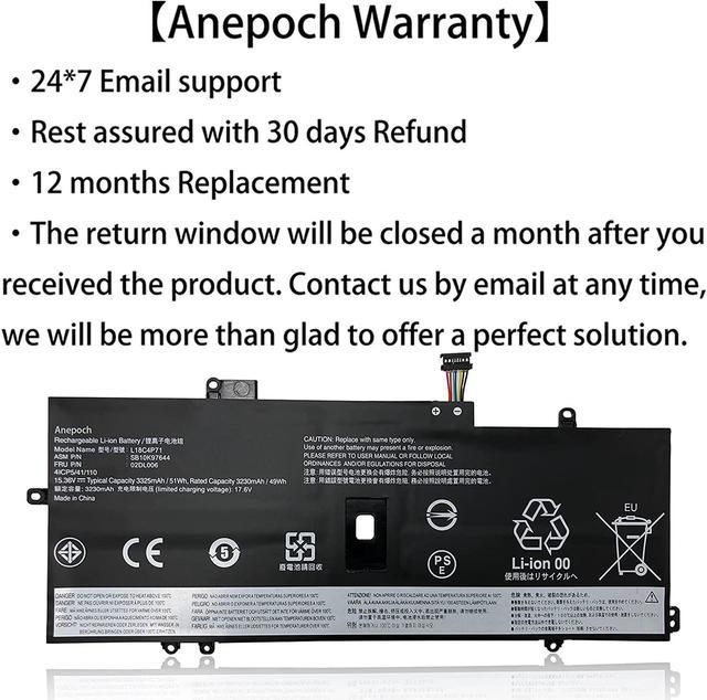 L18C4P71 02DL006 Laptop Battery Replacement for Lenovo ThinkPad X1