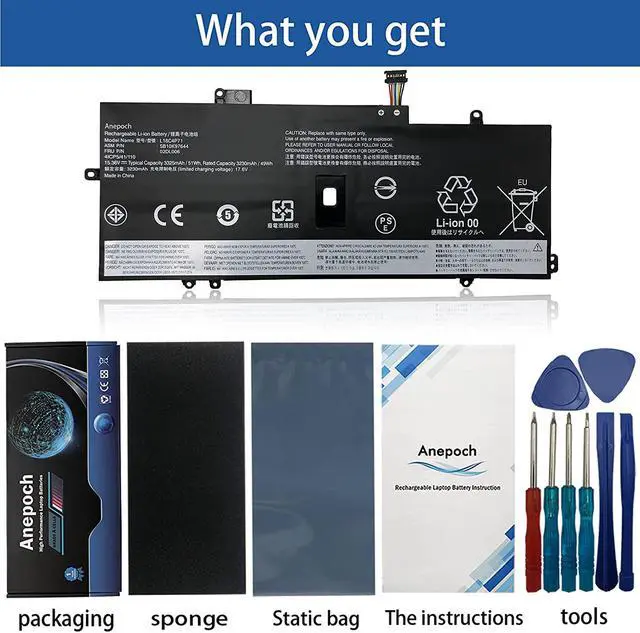 Alt view image 4 of 7 - Anepoch L18C4P71 02DL006 Laptop Battery Replacement for Lenovo ThinkPad X1 Yoga 4th Gen / X1 Carbon 7th 8th Gen SB10K97644 02DL004 L18L4P71 SB10K97642 02DL005 L18M4P72 SB10K97643 15.36V 51Wh 3325mAh