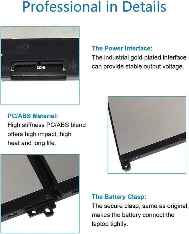 Alt view image 3 of 6 - 7470 7270 J60J5 Laptop Battery for Dell Latitude E7270 P26S001 E7470 P61G001 Series Notebook 01W2Y2 1W2Y2 MC34Y 242WD PDNM2 R1V85 GG4FM 0GG4FM WYWJ2 R97YT NJJ2H 451-BBSX 451-BBSY 451-BBSU 7.6V 55WH