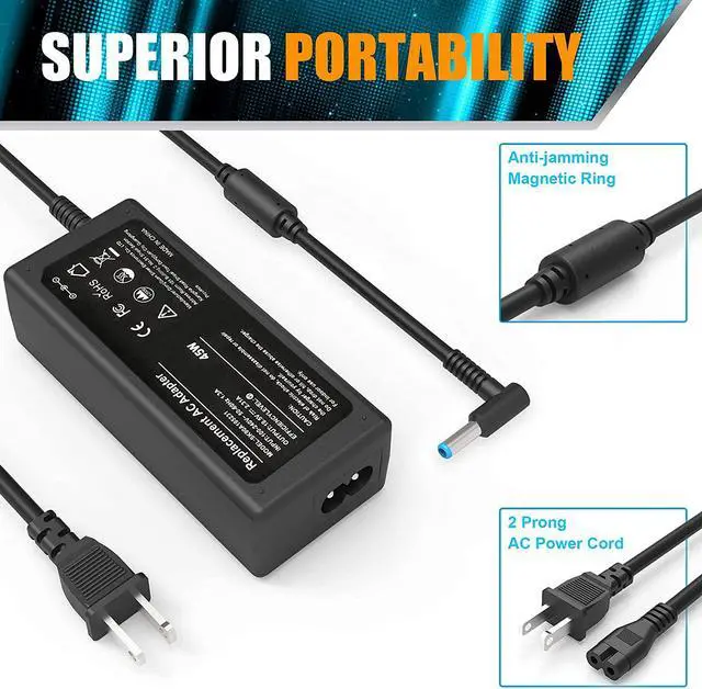 Alt view image 2 of 7 - Bull 45W 19.5V 2.31A 4.5X3.0mm AC Adapter Laptop Charger for HP 719309-001 719309-003 721092-001 741727-001 740015-001 HSTNN-CA40 ADP-45WD B;Hp Stream 11 13 14;HP Elitebook; HP Spectre X360 Power Cord