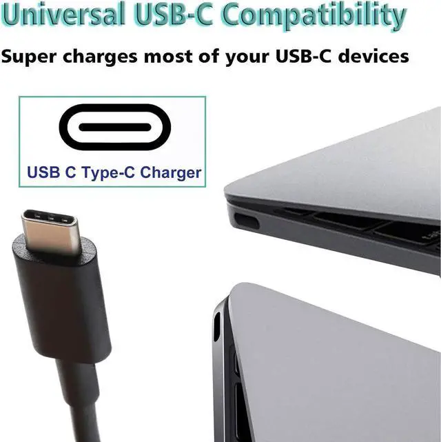 Alt view image 2 of 7 - Laptop Charger Type C Chromebook Charger USB-C for HP Chromebook Charger Laptop USB C Charger for  Charger 45W USB C Power Supply AC Adapter Power Cord Google Chromebook Charger