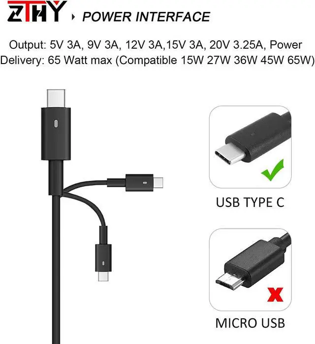 Alt view image 3 of 7 - New 65W USB-C Type C AC Adapter Laptop Charger Replacement for Dell Latitude 5290 7200 7210 7400 7389 7390 2-in-1 7300 7320 7310 5320 7275 7370 XPS 13 9300 9310 9360 9365 9370 9380 LA65NM170