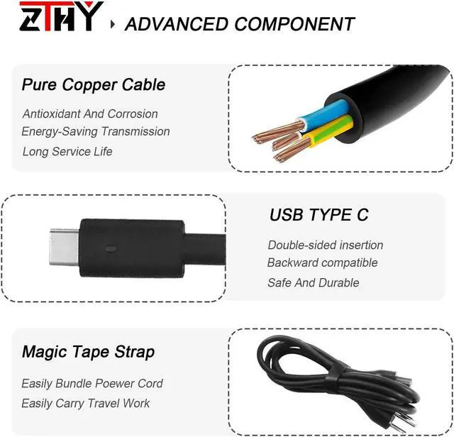 Alt view image 4 of 7 - New 65W USB-C Type C AC Adapter Laptop Charger Replacement for Dell Latitude 5290 7200 7210 7400 7389 7390 2-in-1 7300 7320 7310 5320 7275 7370 XPS 13 9300 9310 9360 9365 9370 9380 LA65NM170