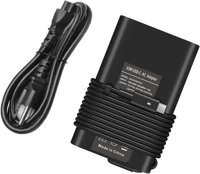 Main image of 65W Type-C Charger Laptop Power Cord for Dell XPS 12 13 9350 9360 9365 9370 9380,Latitude 12 5285 5290 7275 7280,Inspiron 5310 5510 AC Adapter
