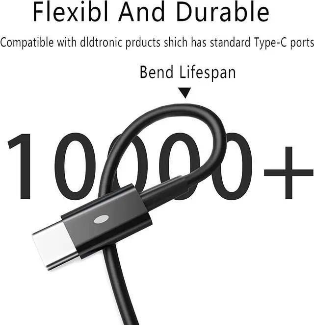 Alt view image 2 of 7 - 65W Type-C Charger Laptop Power Cord for Dell XPS 12 13 9350 9360 9365 9370 9380,Latitude 12 5285 5290 7275 7280,Inspiron 5310 5510 AC Adapter