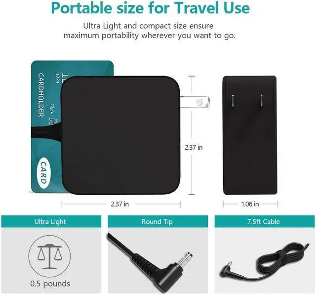 Alt view image 3 of 5 - 45W-Laptop-Charger Fit for Lenovo-Ideapad-Model-ADL45WCC PA-1450-55LL ADP-45DW B ADL45WCH ADL45WCG PA-1450-55LZ AC Power Adapter Supply Cord