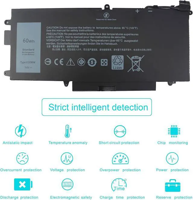 Alt view image 6 of 7 - K5XWW Laptop Battery for Dell Latitude 5289 7389 7390 2-in-1 Series Latitude 12 5000 E5289 L3180 Series P29S001 P29S002 725KY 71TG4 N18GG 6CYH6 J0PGR 7.6V 60WH