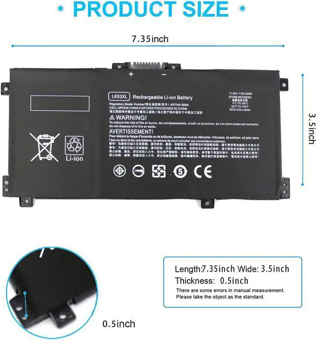 Alt view image 2 of 7 - LK03XL l09281-855 916814-855 Battery for hp Envy x360 Convertible 15m-bp1xx 15m-cn0xxx 15-cn0xxx 15m-cp0xxx 17m-ae0xx 17-bw 17m-ae111dx 15m-cn0012dx 15m-cn0011dx 15m-bq021dx 15m-bp112dx 916368-421