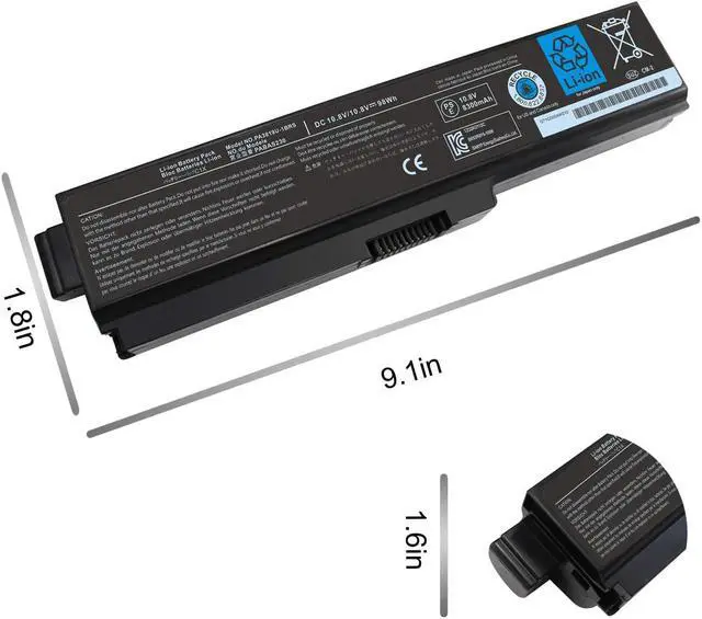 Alt view image 3 of 7 - 12 Cell PA3819U-1BRS PA3817U-1BRS Laptop Battery for Toshiba Satellite A665 C655 L675 M645 L655 C655D P755-S5390 P755-S5269 A665-S6050 A665-S6086 L755-S5167 L755-S5151 L755-S5170-12 Month Warranty