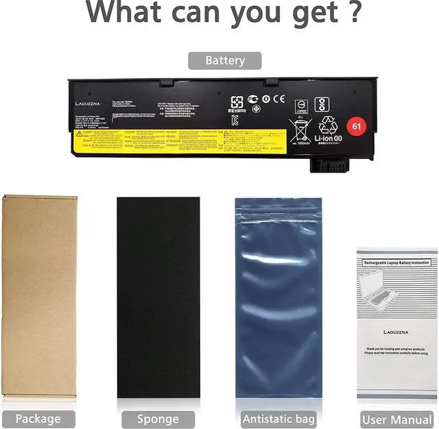 Alt view image 4 of 6 - Laqueena SB10K97580 01AV422 01AV423 Laptop Battery Compatible with Lenovo ThinkPad A475 A485 T470 T570 T480 T580 P51S P52S TP25 Series 01AV424 01AV452 01AV490 SB10K97579 SB10K97597 61 11.4V 24WH